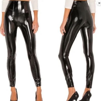 NWOT SPANX Black Faux Patent Leather Liquid Gloss LEGGINGS 20301R Sz XL NEW READ